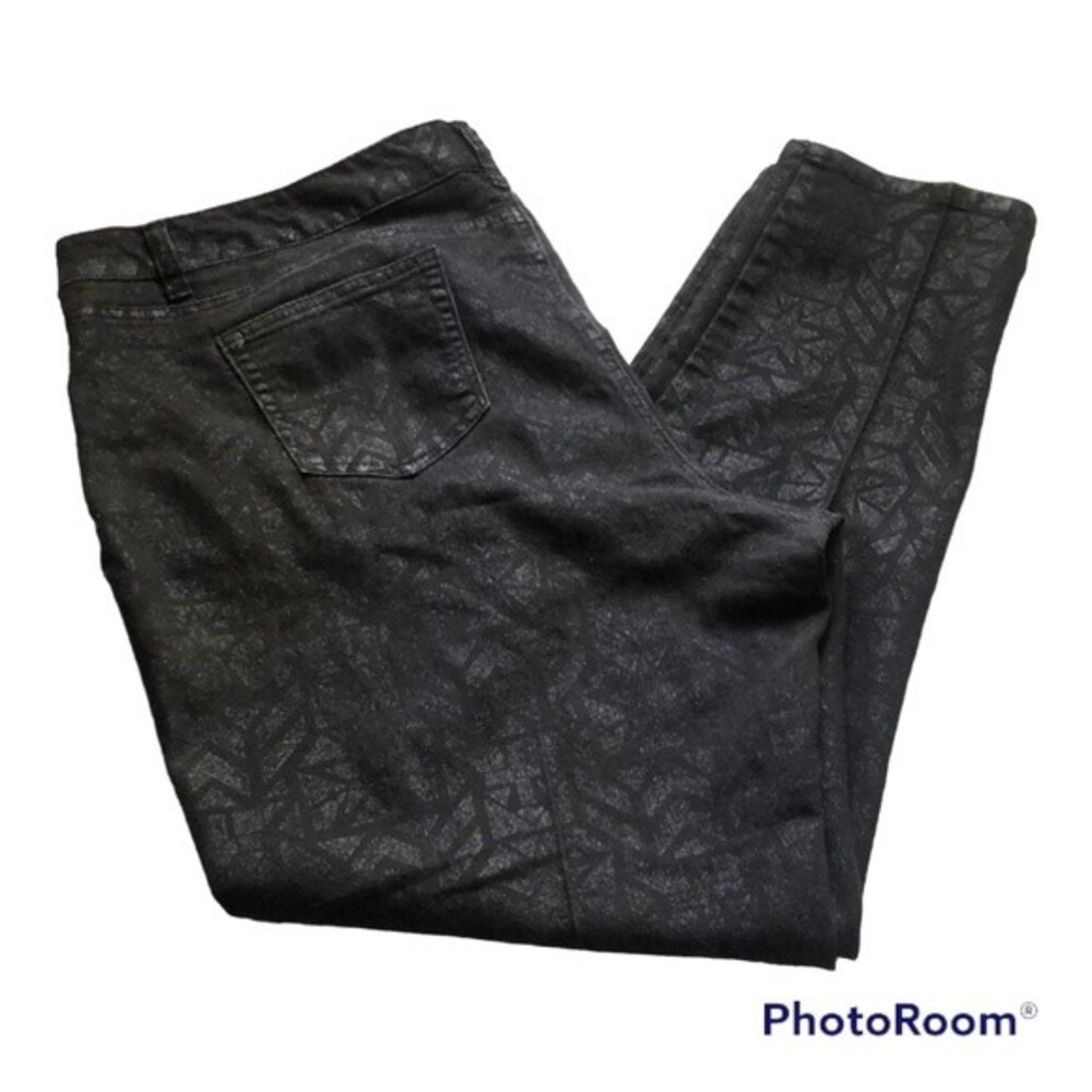 Ashley Stewart Black Jacquard Stretch Jeans Sz 24